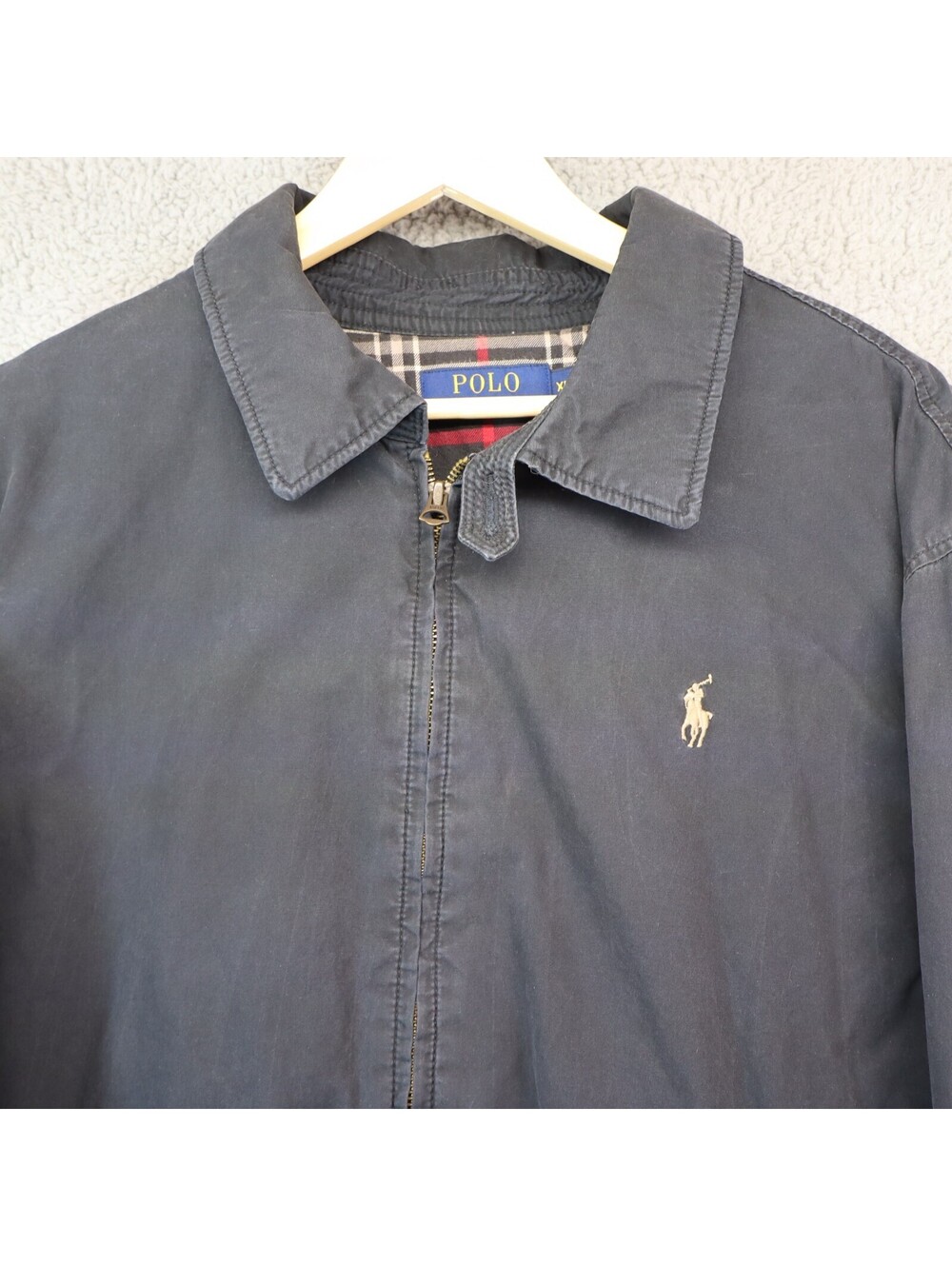 Polo Ralph Lauren Harrington Jacket Men XL Black Plaid Lined